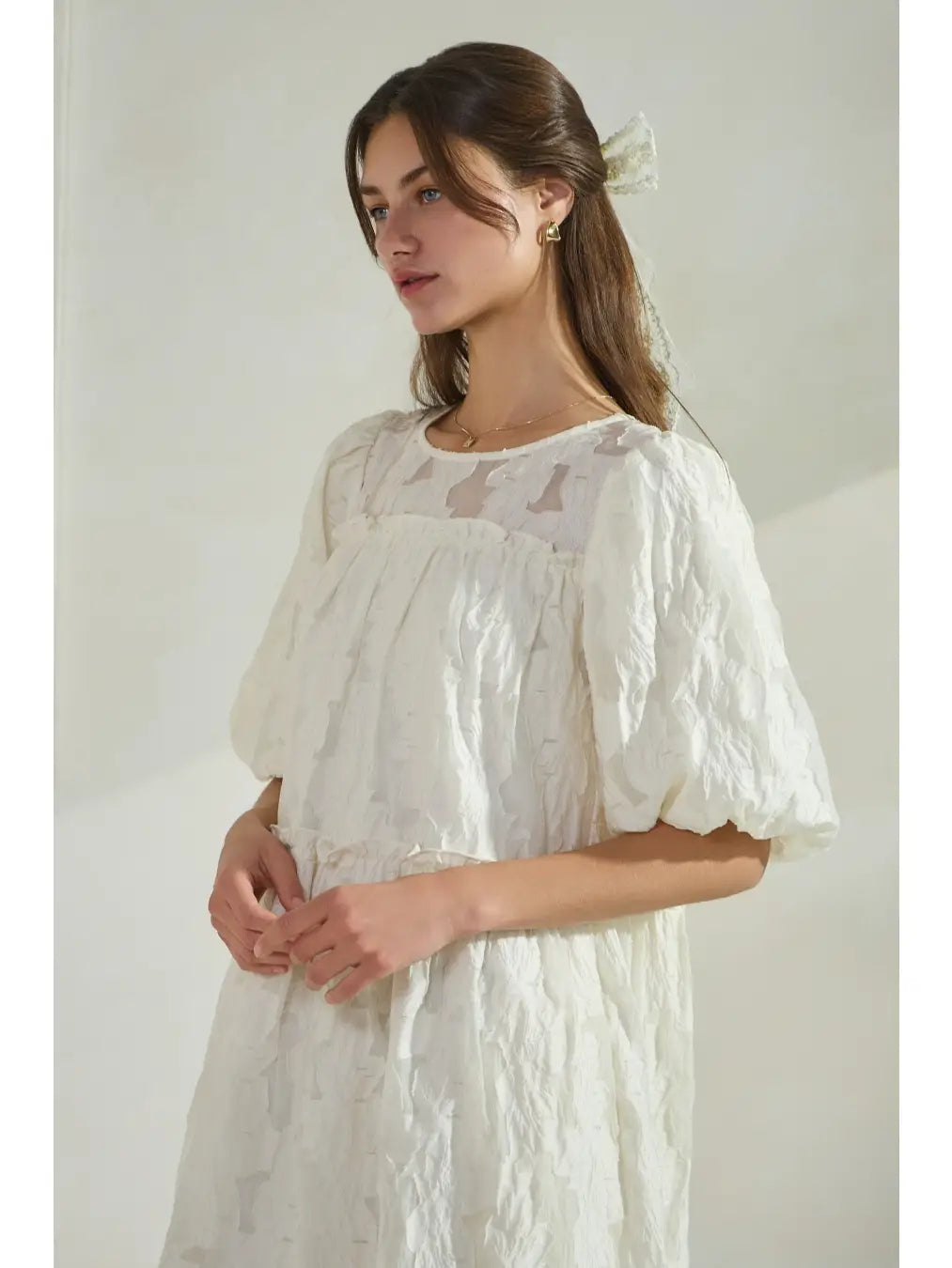 Jacquard Babydoll Mini Dress