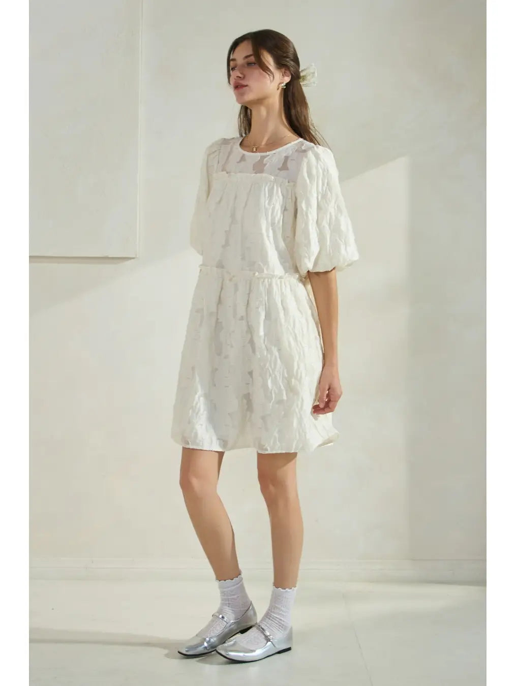 Jacquard Babydoll Mini Dress
