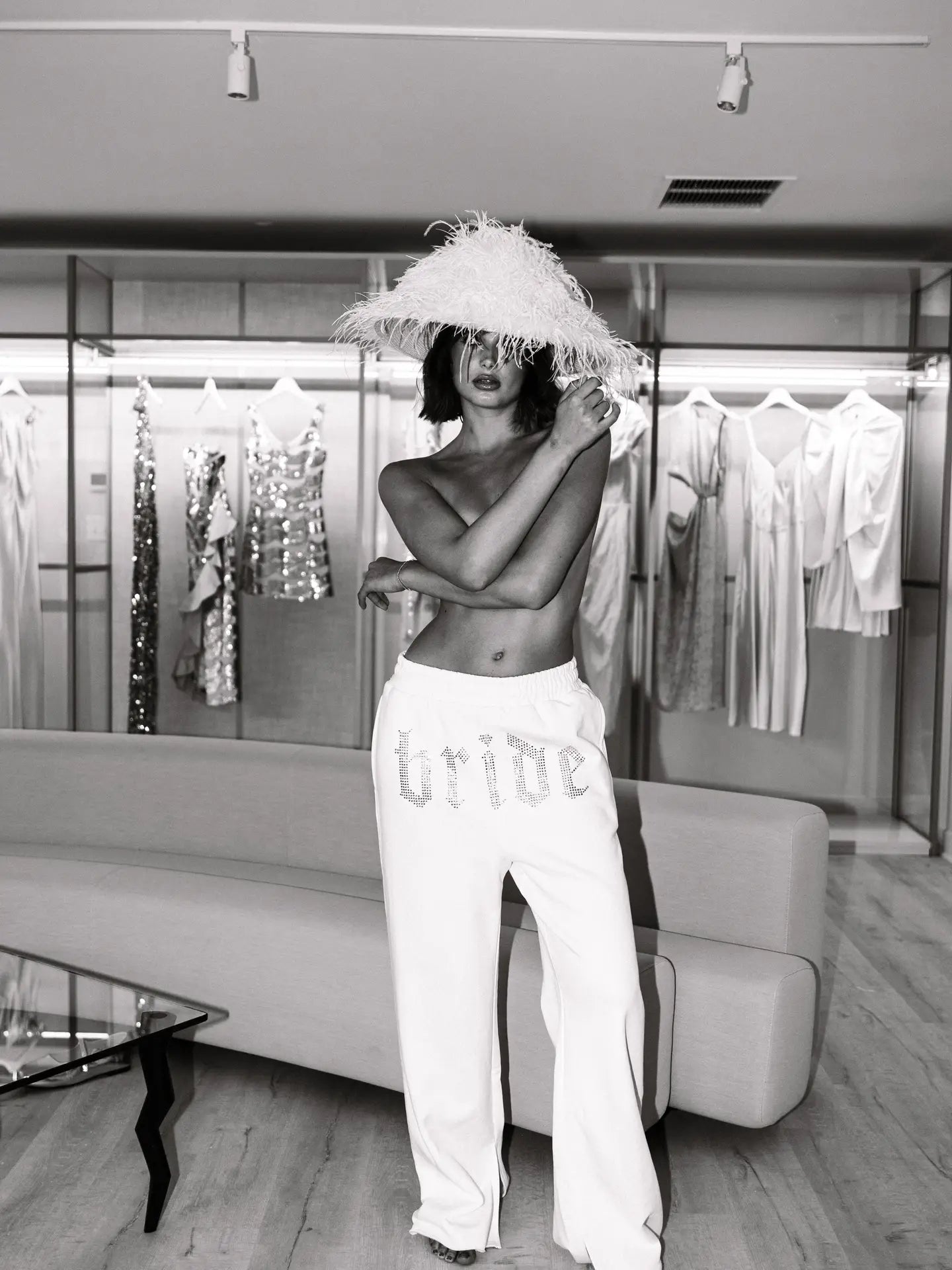 Bride High Rise Wide Leg Slit BRIDEMERCH Sweat Pants