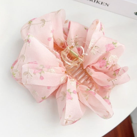 Floral Bow Claw Clip