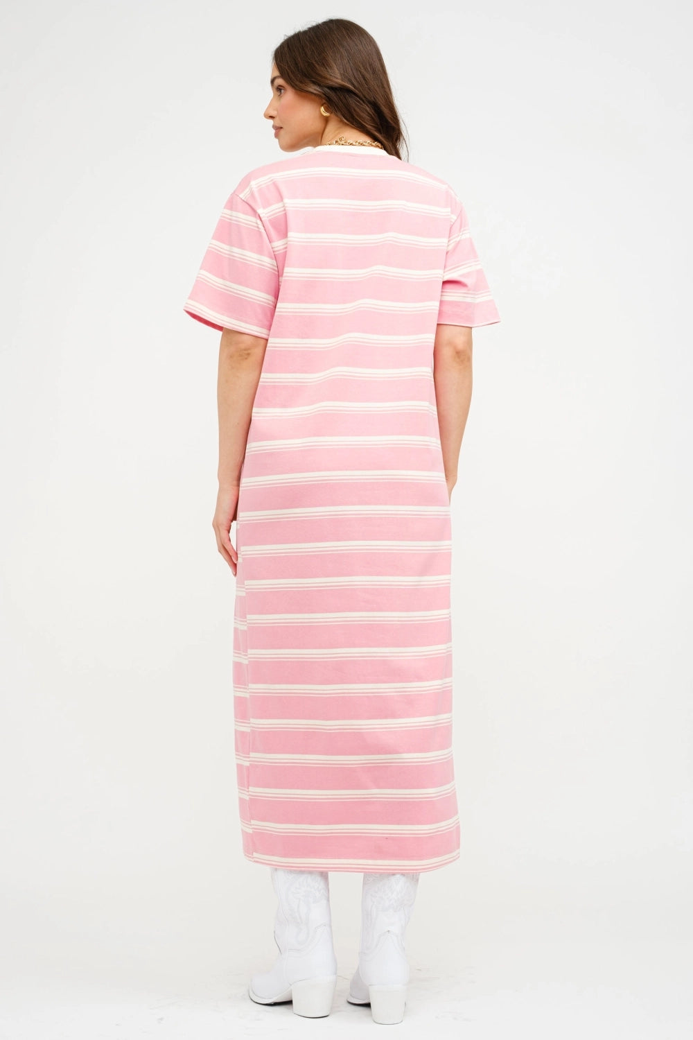Avielle Pink Striped Maxi Dress