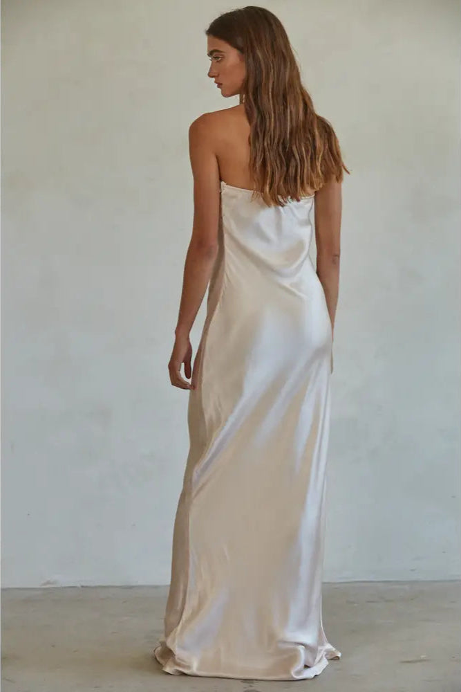Satin Tube Strapless Maxi