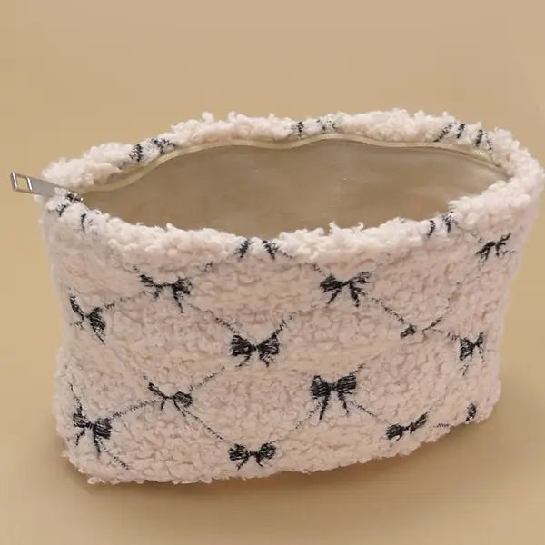 Bow Soft Cosmetic Pouch Bag