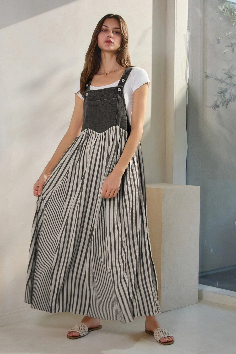 Striped Overall Dress