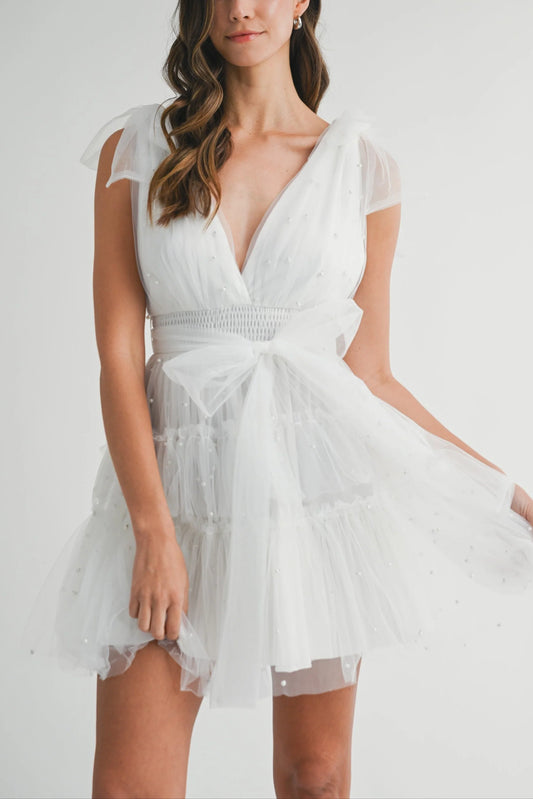 Pearl Tiered Mini Dress