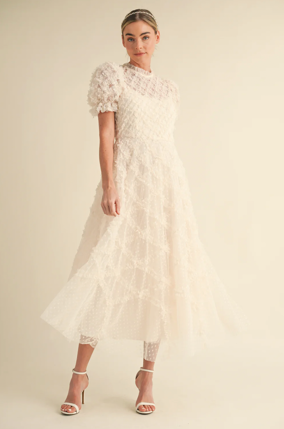 Corlyn Dot Mesh Midi Dress