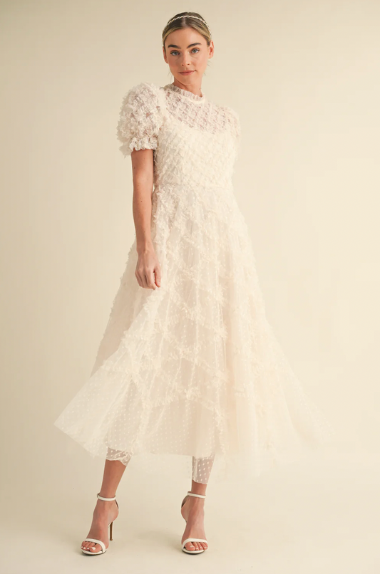 Corlyn Dot Mesh Midi Dress