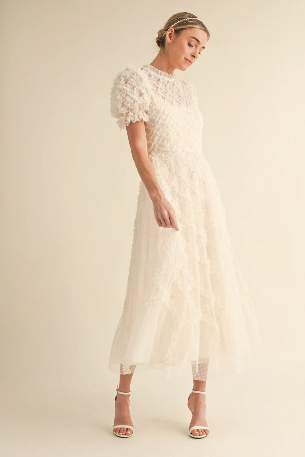 Corlyn Dot Mesh Midi Dress
