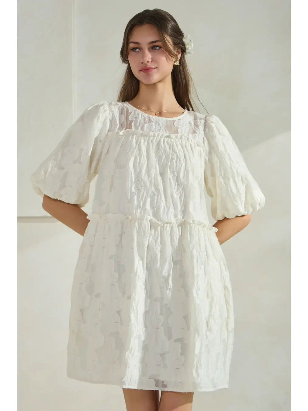 Jacquard Babydoll Mini Dress
