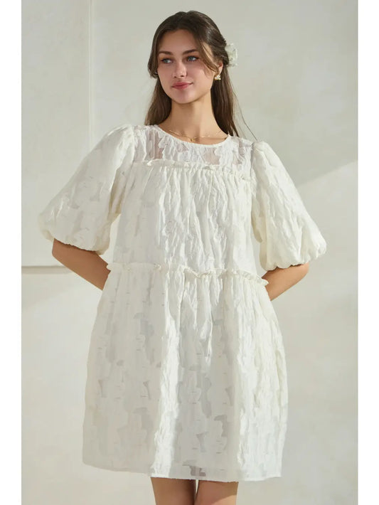 Jacquard Babydoll Mini Dress