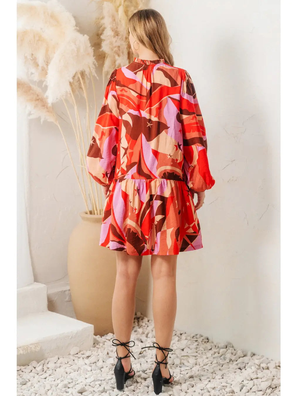 Conversational Printed Mini Shirt Dress