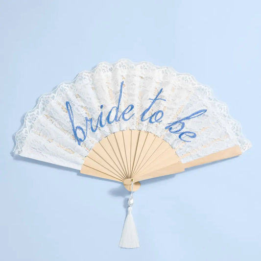Bride To Be Fan - Lace Embroidered Folding Fan