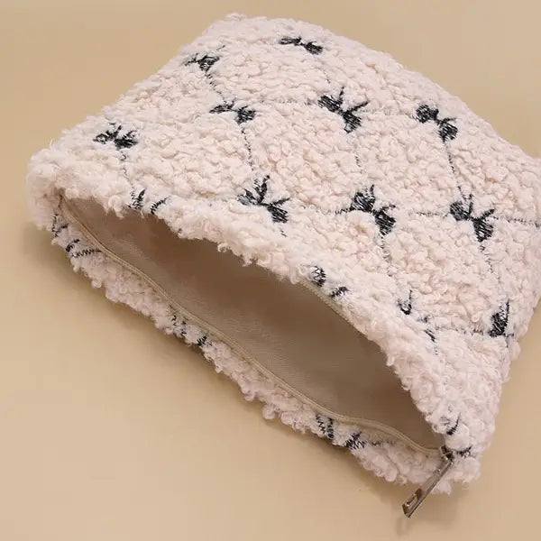 Bow Soft Cosmetic Pouch Bag