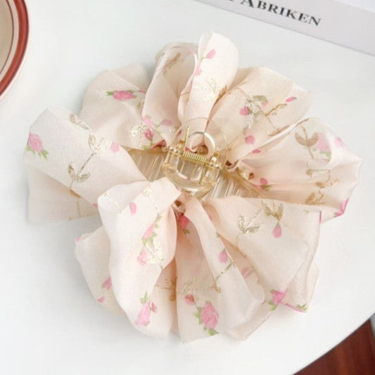 Floral Bow Claw Clip