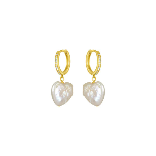 Noa Pearl Heart Hoops