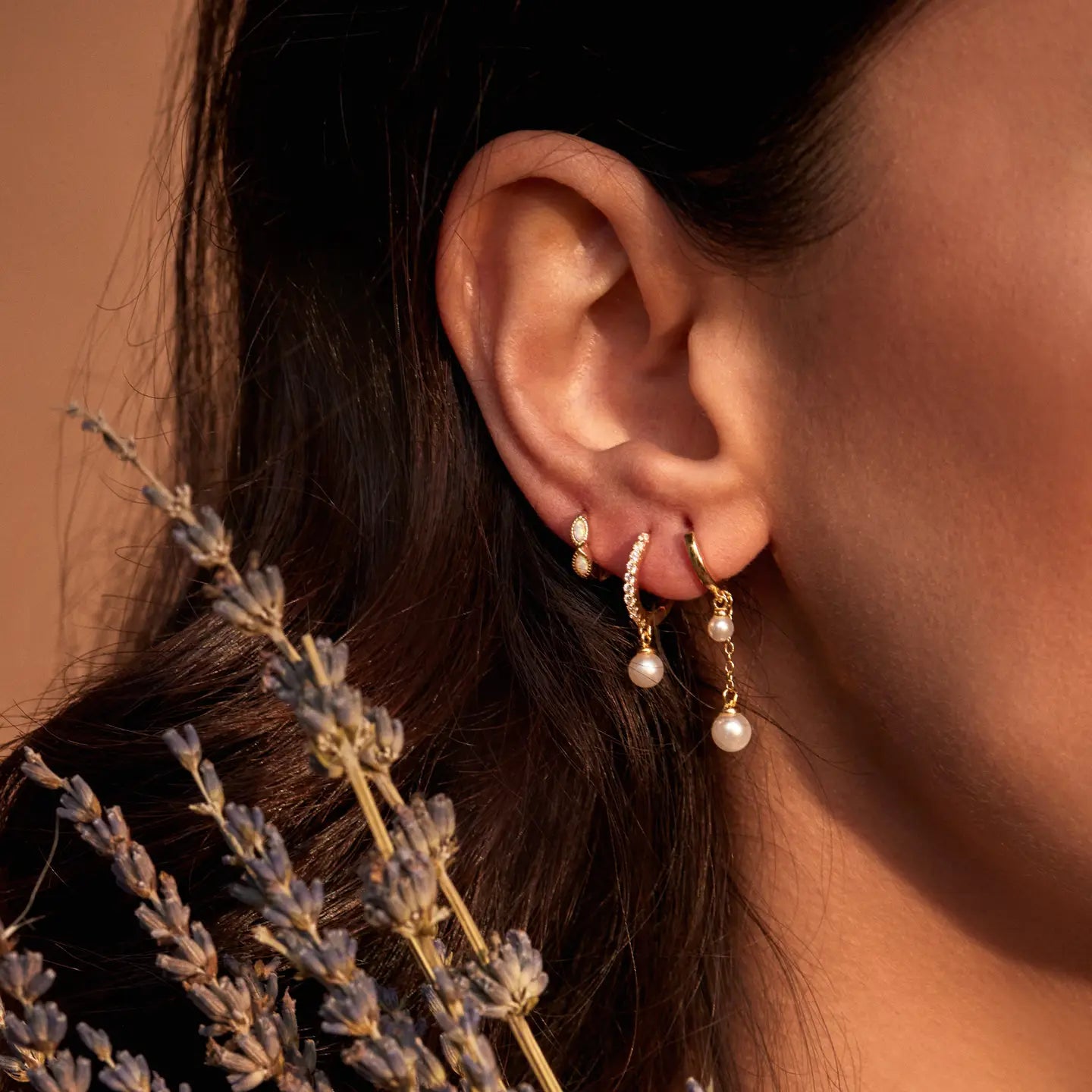Ophelia Pearl Chain Hoops
