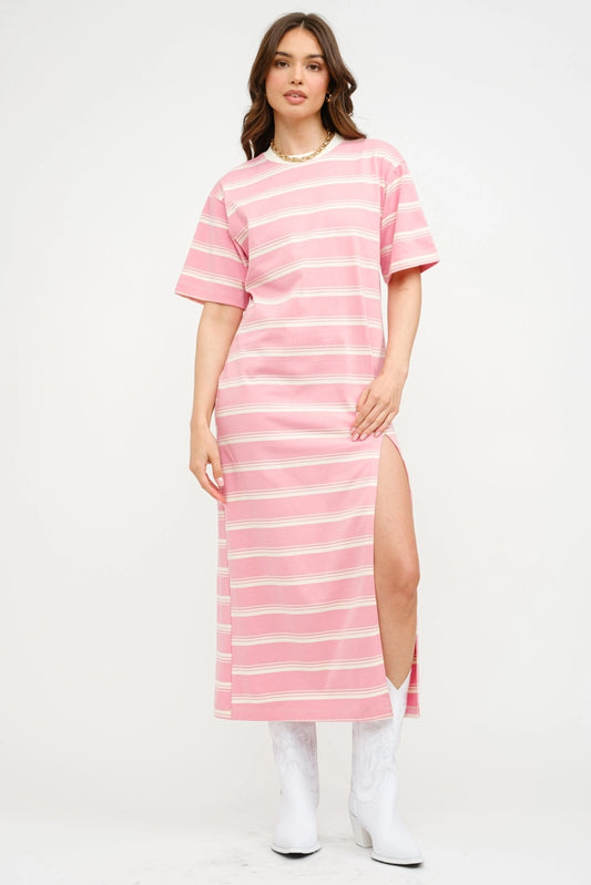 Avielle Pink Striped Maxi Dress