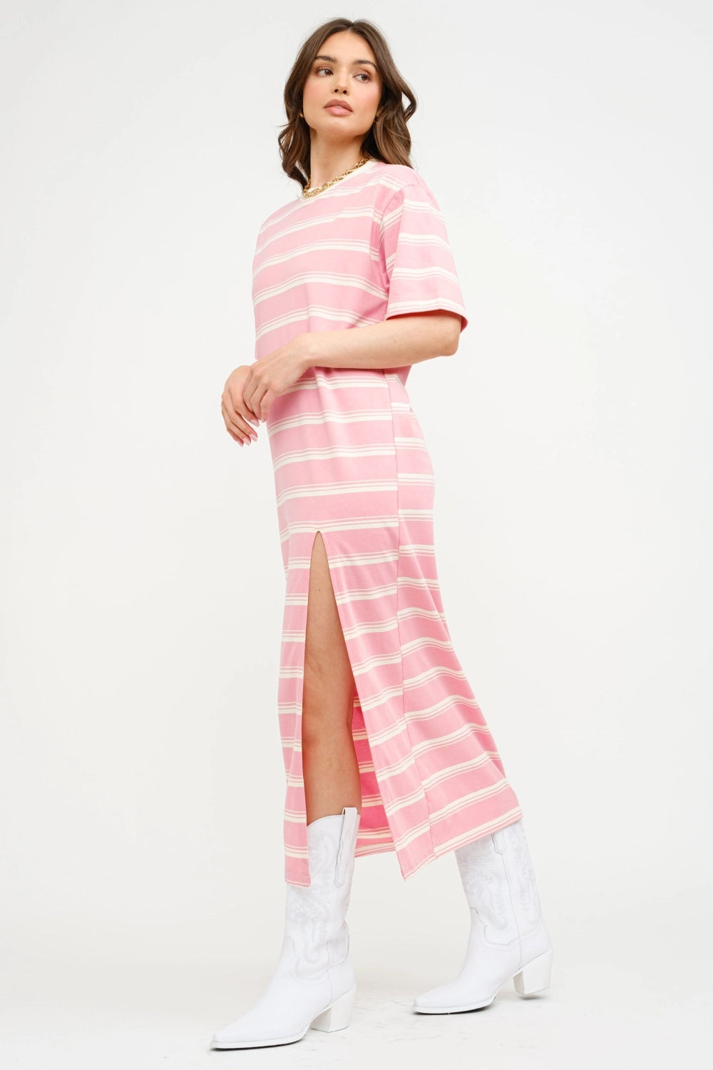 Avielle Pink Striped Maxi Dress