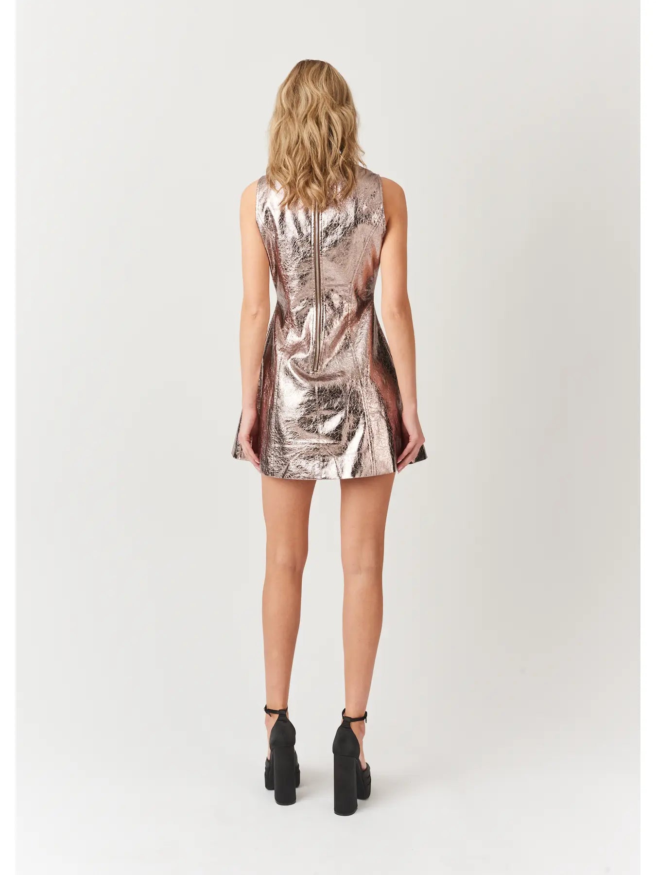 Portia A-Line Sleeveless Faux Leather Mini Dress