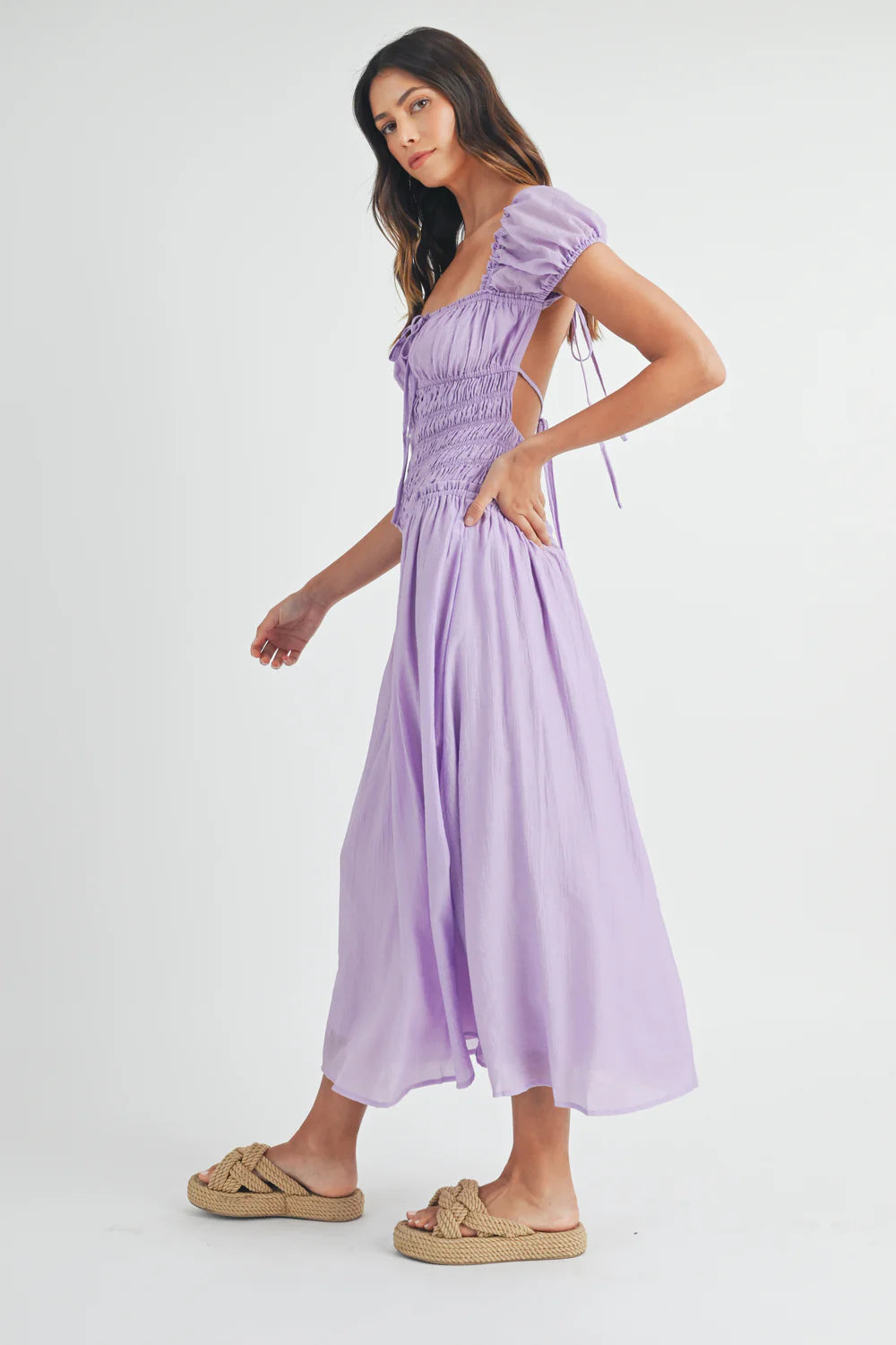 Morgan Open Back Midi Dress
