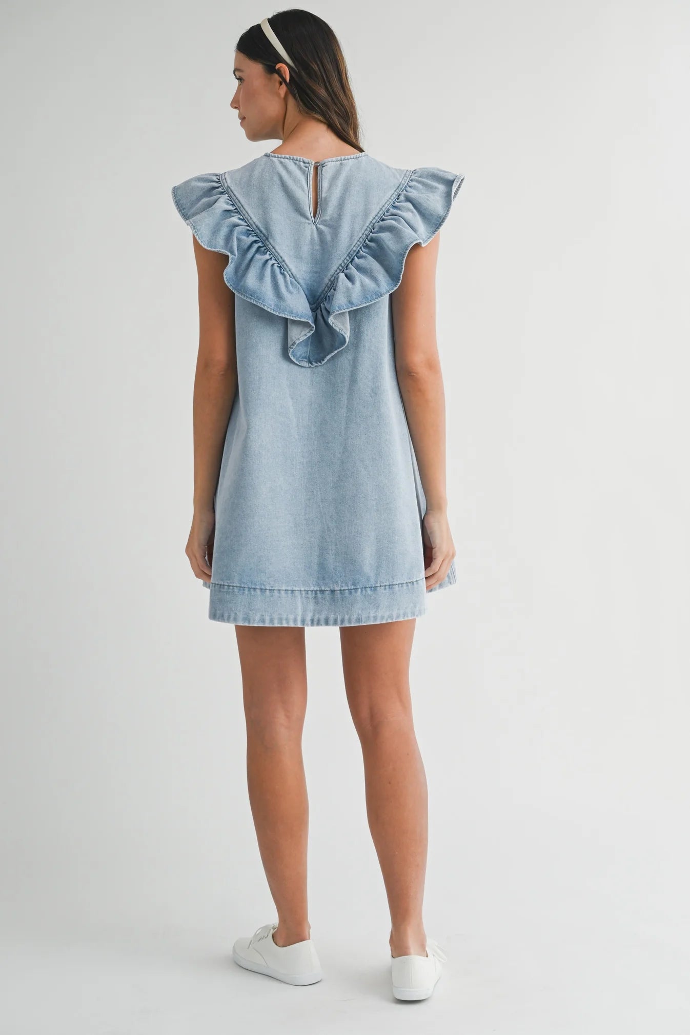 Poppy Ruffle Detail Denim Dress