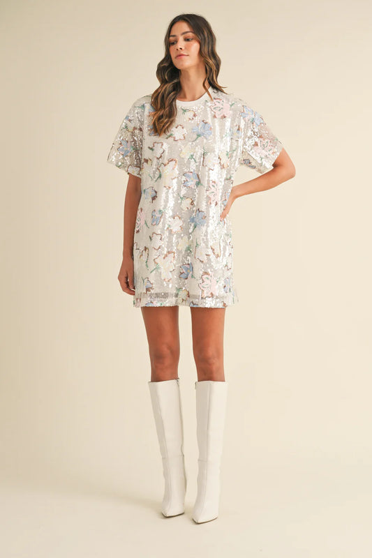Scorpio Floral Sequins Mini Dress