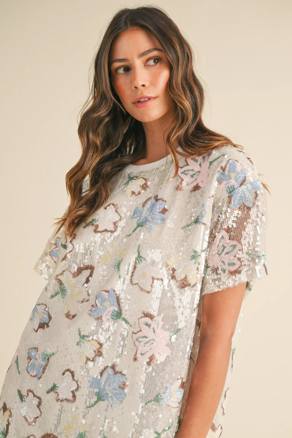 Scorpio Floral Sequins Mini Dress