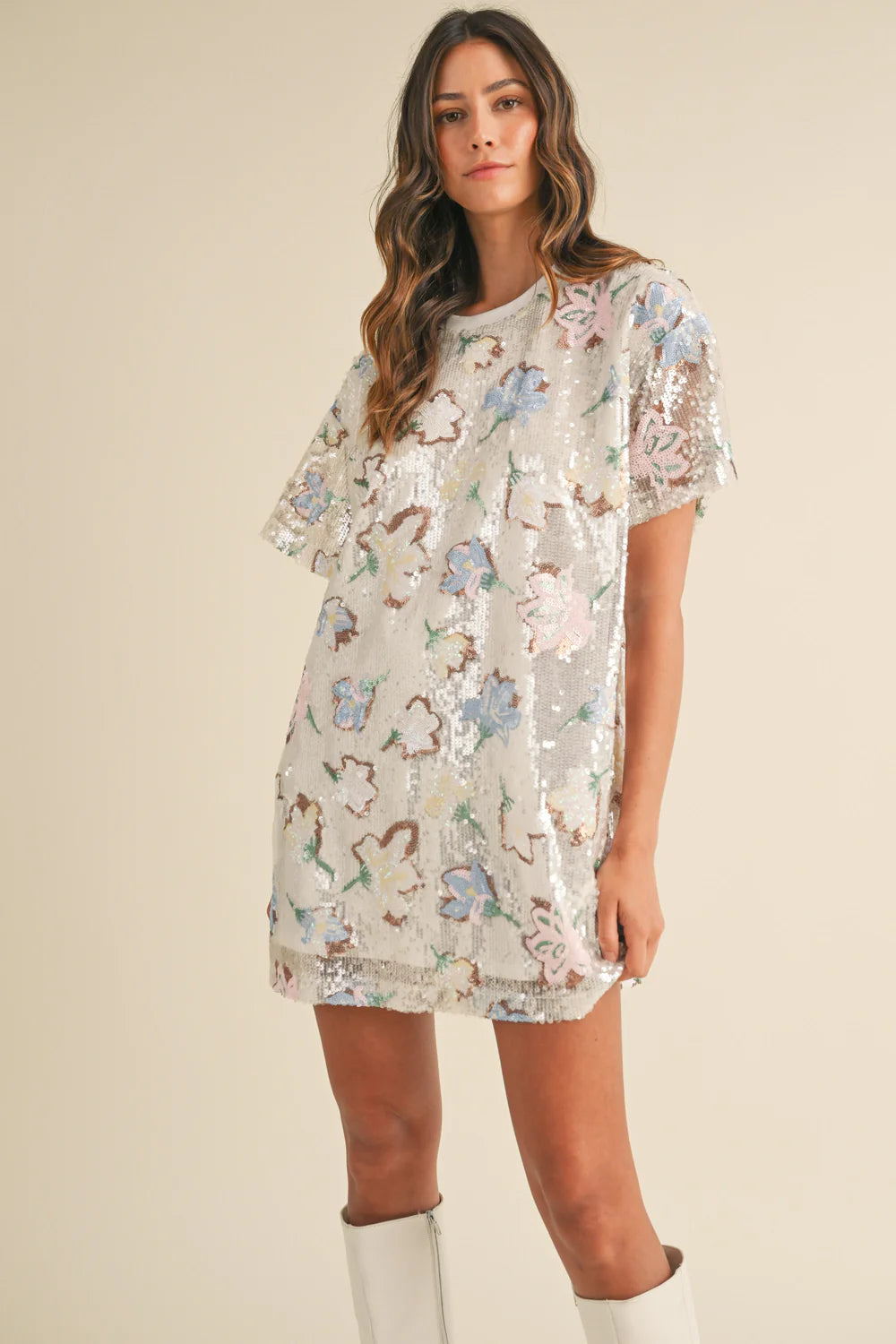 Scorpio Floral Sequins Mini Dress
