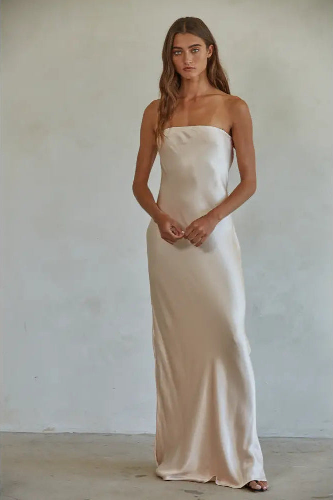 Satin Tube Strapless Maxi