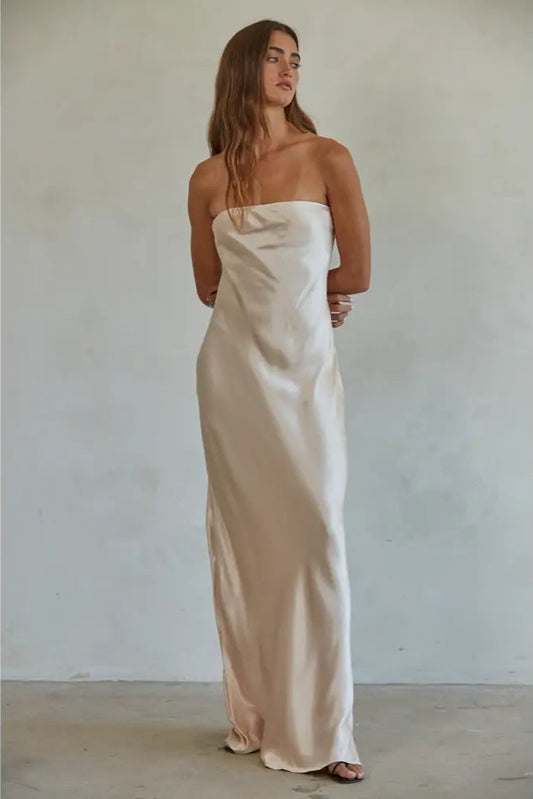 Satin Tube Strapless Maxi
